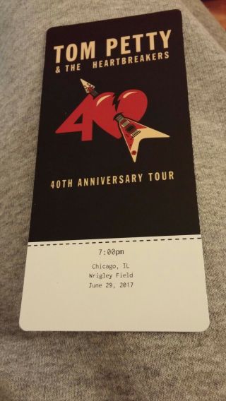 Tom Petty 2017 Wrigley Field Exclusive 3d Tour Ticket Rare 6/29 Chicago