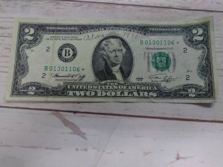 $2 Dollar Bill Star Note 1976 Low Number Rare Old Money B01301106