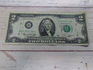 $2 Dollar Bill Star Note 1976 LOW NUMBER RARE OLD MONEY B01301106 3