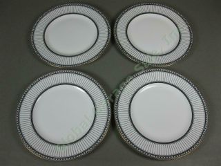 4 Rare 10.  5 " Inch Wedgwood Colonnade Black Dinner Plates England Bone China Nr