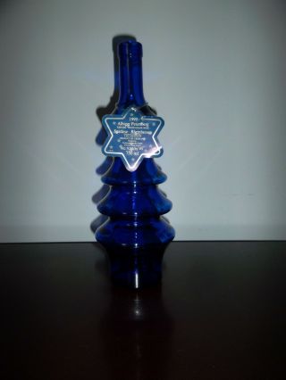 Cobalt Blue Christmas Tree Wine Bottle Albiger Petersberg Germany Rare With Tag
