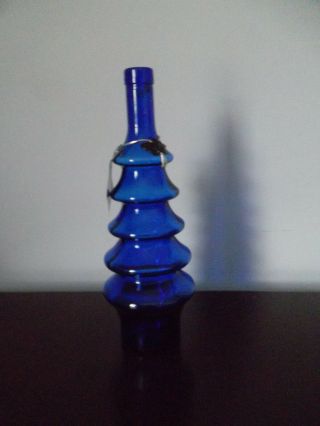 Cobalt Blue Christmas Tree wine bottle Albiger Petersberg Germany rare with tag 2
