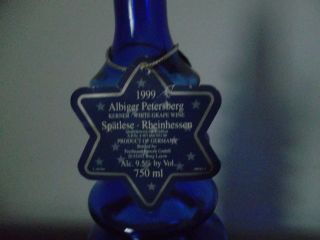 Cobalt Blue Christmas Tree wine bottle Albiger Petersberg Germany rare with tag 3