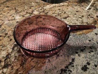 Corning Visions Cranberry Glass 10” Skillet,  Very Rare