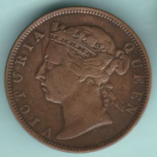 Straits Settlements 1884 Victoria Queen 1/2 Cent Ex Rare Coin