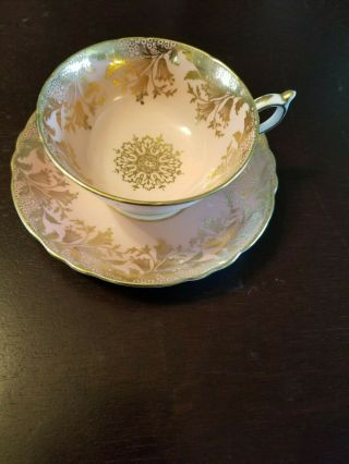 Rare,  Vintage Pastel Pink & Heavy Gold Paragon Cup & Saucer