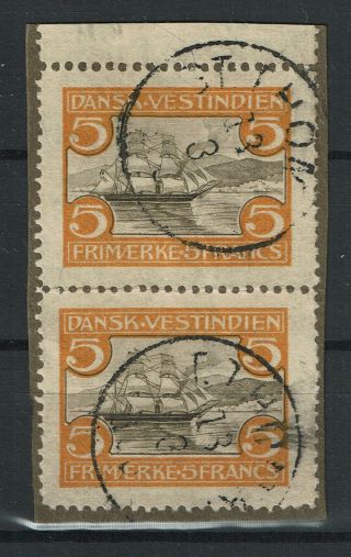 Danish West Indies Scott 39 Rare Pair On Piece - Ships With Sails Topical
