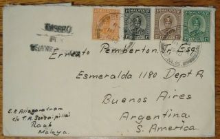 Malaya To Argentina 1940 Cover,  Rare Destination