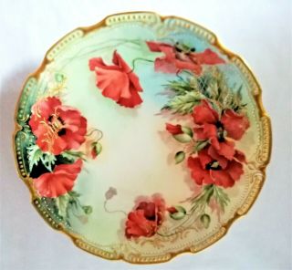 A Fine Rare Floral Limoges Porcelain Cabinet Plate C1891
