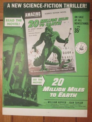 20 Million Miles To Earth - Rare 1957 Movie Poster - Ray Harryhausen