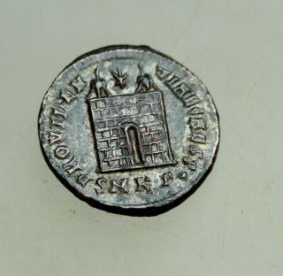 Constantius II as Caesar A.  D.  317 - 337 Cuirased Buste Æ 20mm Silvered Follis Rare 2