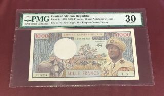 Central Africa Republic Bank 1000 Francs Boukassa 1978 Pick 6 Pmg 30 Rare
