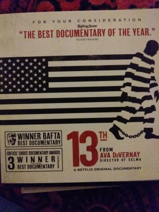 13th Dvd From Ava Duvernay - Netflix Documentary 2017 Fyc Promo Screener - Rare