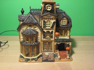 Rare Lemax Spooky Town Halloween Greaves Manor Lighted Building Retired 05473a