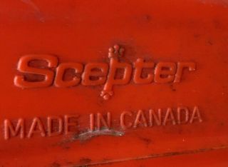 RARE Vintage SCEPTER 5 Gallon GAS CAN W/ PRE - BAN Spout & Vent Cap.  CANADA MADE. 3