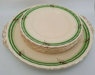 Rare Deco Grindley Chequers Cake Plate Set