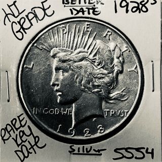 1928 S Peace Silver Dollar Hi Grade U.  S.  Rare Key Coin 5554
