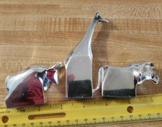 1970s Rare Set Of Three Dansk Silver Plated Paperweight Animals By Gunnar Cyren