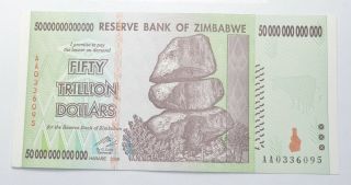 Rare 2008 50 Trillion Dollar - Zimbabwe - Uncirculated Note - 100 Series 715