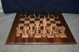 Rare Italian Handcarved Wooden Chess Set - 6 1/4 " Kings