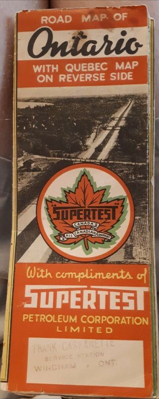 Rare & Attractive Cdn.  " 19?? Supertest Products Road Map " - Colourful - Very Good