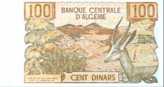 Algeria 100 Dinars 1970.  P 128.  Very Rare Note.  Unc.  6rw 30set