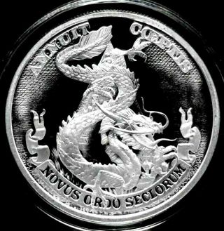 2017 Silver Shield Dollar Dragon 1 Oz.  Silver Proof W/ In Air - Tite.  Rare