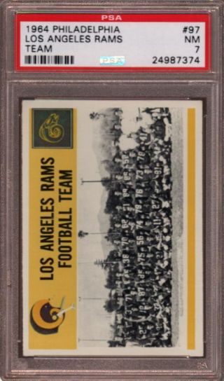 1964 Philadelphia 97 Los Angeles L.  A.  Rams ☆rare☆ Team Card Psa 7 Near -