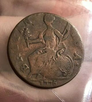 Gb George 1/2 Penny 1776 Non Regal Rare Date