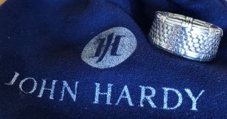 John Hardy Designer Sterling Silver 925 Rare Wide Band Ring Sz 7.  25