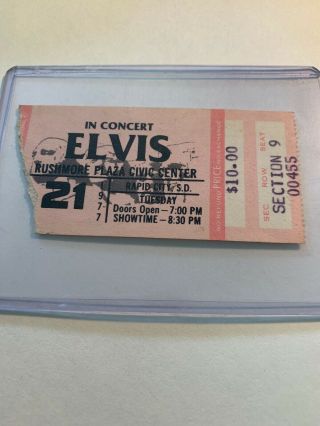 Elvis 1977 Cbs Tv Special Concert Ticket Stub - Rare / Rapid City / Last Tour