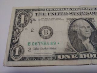 Rare 2006 B Series Star Note 1 Dollar Bill Only 320K Made B06756489 3