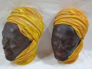 Set Of 2 Bossons Nigerian Chalkware Head England 1961 Rare