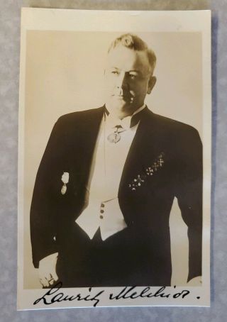 Lauritz Melchior Rare Signed Vintage 3x5 Photo,  American Danish Opera Tenor