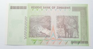RARE 2008 50 TRILLION Dollar - Zimbabwe - Uncirculated Note - 100 Series 704 2