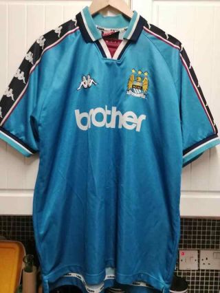 Manchester City Football Shirt Kappa 1997 - 99 Home Jersey Xl Mens Rare Top