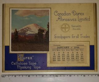 Rare Canadian (toronto) " Canadian Durex Abrasives Ltd " 1939 Calendar - Complete