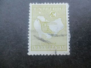 Kangaroo Stamps: 3d Olive 1st Watermark Inverted Watermark - Rare (c284)