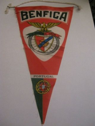Rare Old Benfica Football Club Single Sided Pennant 5 Inches By 10 Inches
