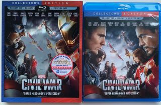 Marvel Captain America Civil War 3d/2d Blu Ray 2 Disc Set,  Rare Oop Slipcover