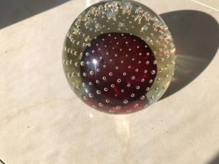RARE VINTAGE ART GLASS CONTROLLED BUBBLE PAPERWEIGHT 3.  5 