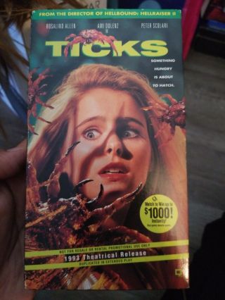 Ticks (1993) - Vhs Tape - Horror / Sci - Fi - Promo / Screener - Rare Very Good