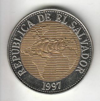 El Salvador 5 Colones 1997 Unc Rare 121t By Coinmountain
