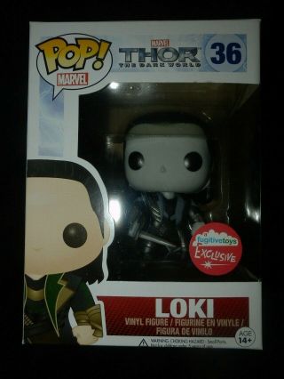 Loki Funko Pop 36 Fugitive Toys Rare Black & White Marvel Thor The Dark World