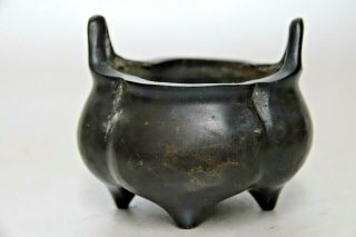 INTERESTING OLD CHINESE BRONZE CENSER WITH CHARACTER MARKS - RARE - L@@K 5