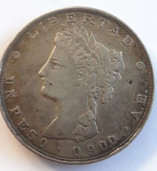 Rare 1882 Ae Guatemala Un Peso Silver