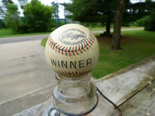 Vtg " Winner J C Higgins Baseball Ball Red & Blue Stitching Horsehide Cover Rare