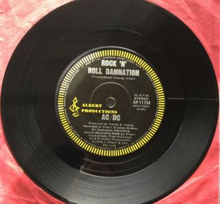 Rare AC/DC Rock ‘n’ Roll Damnation 7” Vinyl (AUS 1978) Albert LESS 10 2