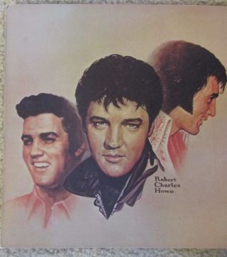 Vintage Three Faces Of Elvis Presley - By Robert Charles Howe Cardboard Rare Print