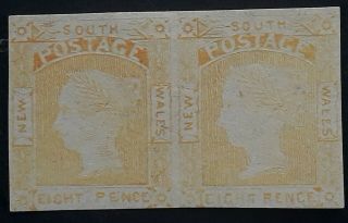 Rare C1888 Nsw Australia 2x8d Yellow Laureate Stamps Van Dyke Reprints Mng